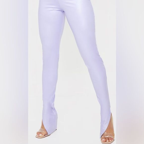 NWT PETITE LILAC SPLIT HEM COATED PU LEGGINGS - Picture 2 of 4